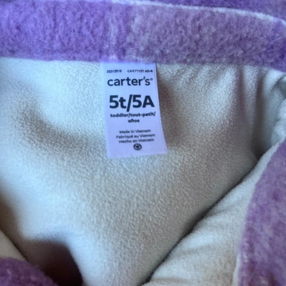 Carter's Purple and Cream Plaid Sweater